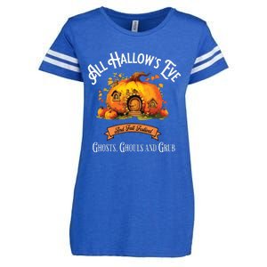 All Hallows Eve Ghosts Ghouls And Grub Halloween Enza Ladies Jersey Football T-Shirt