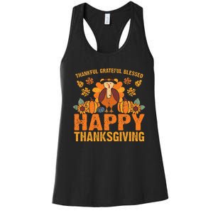 Autumn Harvest Expressing Gratitude with Thanksgiving Turkey Women's Racerback Tank