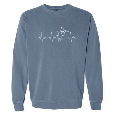 Archery Heartbeat Ecg Heart Bow Arrow I Love Archery Gift Garment-Dyed Sweatshirt