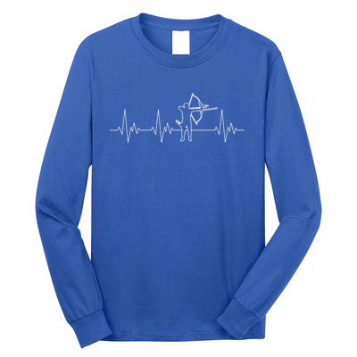 Archery Heartbeat Ecg Heart Bow Arrow I Love Archery Gift Long Sleeve Shirt