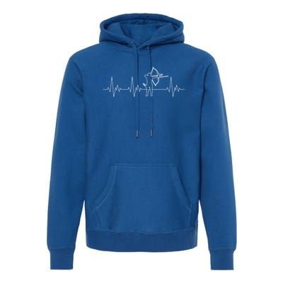 Archery Heartbeat Ecg Heart Bow Arrow I Love Archery Gift Premium Hoodie