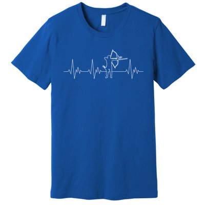 Archery Heartbeat Ecg Heart Bow Arrow I Love Archery Gift Premium T-Shirt