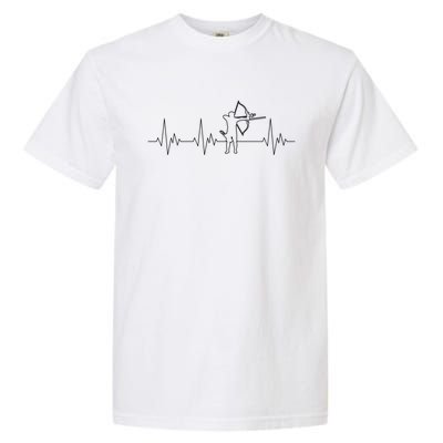 Archery Heartbeat Ecg Heart Bow Arrow I Love Archery Gift Garment-Dyed Heavyweight T-Shirt