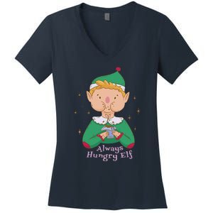 Always Hungry Elf Women's V-Neck T-Shirt