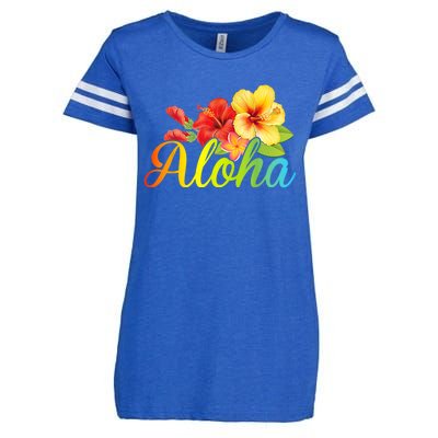 Aloha Hawaiian Flower Hawaii Vacation Women Men Enza Ladies Jersey Football T-Shirt