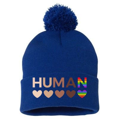 Allinclusive Hearts For Blm Racial Justice And Hu Equality Gift Pom Pom 12in Knit Beanie