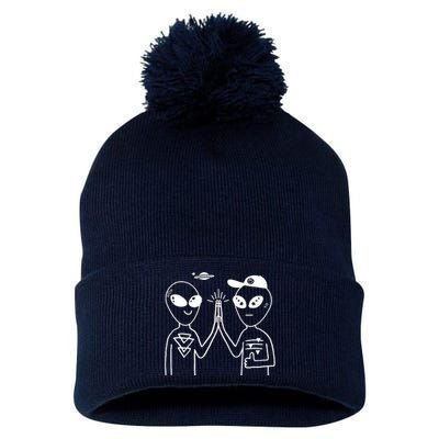 Alien High Five Pom Pom 12in Knit Beanie