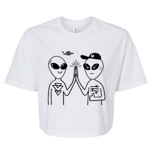 Alien High Five Bella+Canvas Jersey Crop Tee