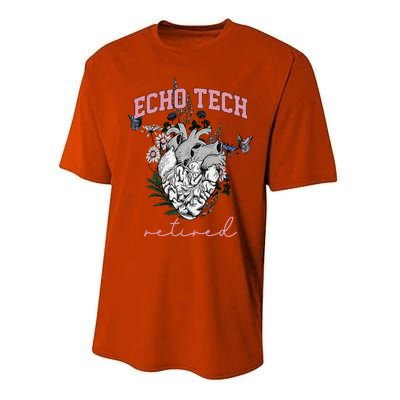 Anatomical Heart Floral Echo Tech Retired Cardiac Sonography Performance Sprint T-Shirt