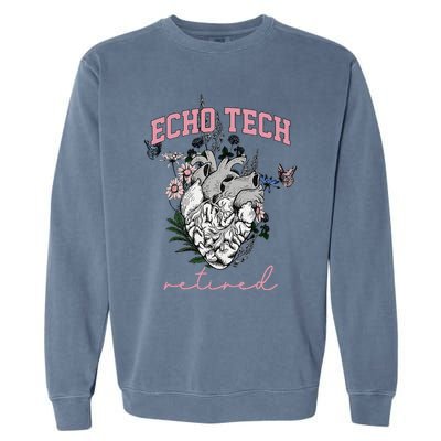 Anatomical Heart Floral Echo Tech Retired Cardiac Sonography Garment-Dyed Sweatshirt