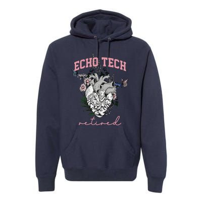 Anatomical Heart Floral Echo Tech Retired Cardiac Sonography Premium Hoodie