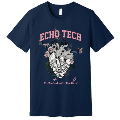 Anatomical Heart Floral Echo Tech Retired Cardiac Sonography Premium T-Shirt