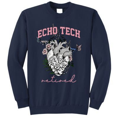 Anatomical Heart Floral Echo Tech Retired Cardiac Sonography Tall Sweatshirt