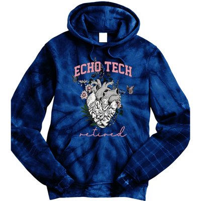 Anatomical Heart Floral Echo Tech Retired Cardiac Sonography Tie Dye Hoodie