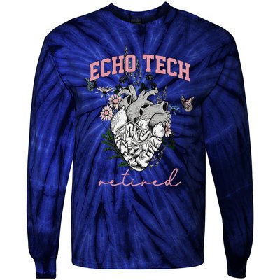 Anatomical Heart Floral Echo Tech Retired Cardiac Sonography Tie-Dye Long Sleeve Shirt