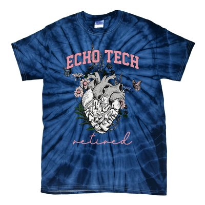 Anatomical Heart Floral Echo Tech Retired Cardiac Sonography Tie-Dye T-Shirt