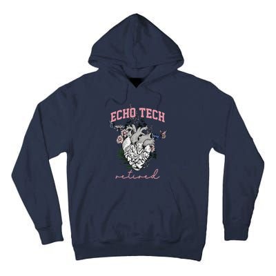 Anatomical Heart Floral Echo Tech Retired Cardiac Sonography Tall Hoodie