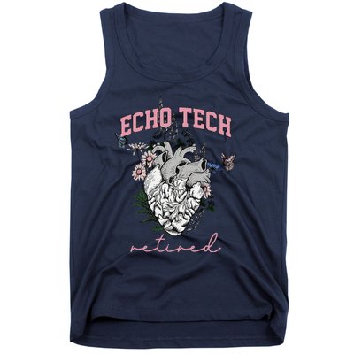 Anatomical Heart Floral Echo Tech Retired Cardiac Sonography Tank Top