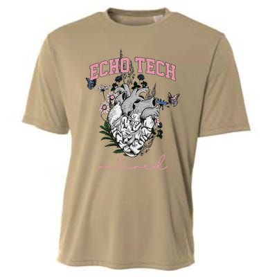 Anatomical Heart Floral Echo Tech Retired Cardiac Sonography Cooling Performance Crew T-Shirt