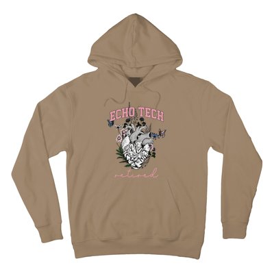 Anatomical Heart Floral Echo Tech Retired Cardiac Sonography Hoodie