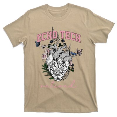 Anatomical Heart Floral Echo Tech Retired Cardiac Sonography T-Shirt