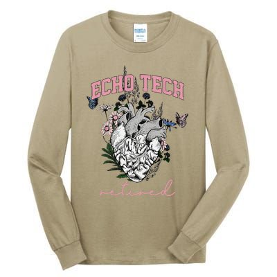 Anatomical Heart Floral Echo Tech Retired Cardiac Sonography Tall Long Sleeve T-Shirt