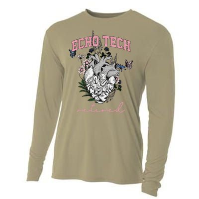 Anatomical Heart Floral Echo Tech Retired Cardiac Sonography Cooling Performance Long Sleeve Crew