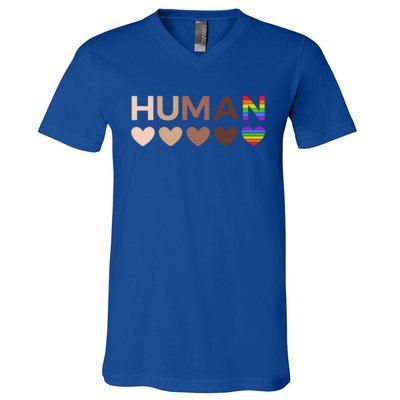 Allinclusive Hearts For Blm Racial Justice And Hu Equality Meaningful Gift V-Neck T-Shirt