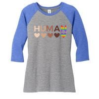 Allinclusive Hearts For Blm Racial Justice And Hu Equality Meaningful Gift Women's Tri-Blend 3/4-Sleeve Raglan Shirt