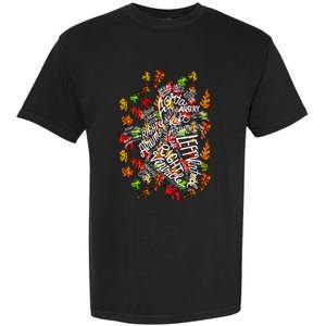 Anatomical Heart Fall Leaves Medical White Word Cloud Art Garment-Dyed Heavyweight T-Shirt