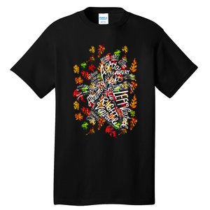 Anatomical Heart Fall Leaves Medical White Word Cloud Art Tall T-Shirt