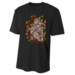 Anatomical Heart Fall Leaves Medical White Word Cloud Art Performance Sprint T-Shirt