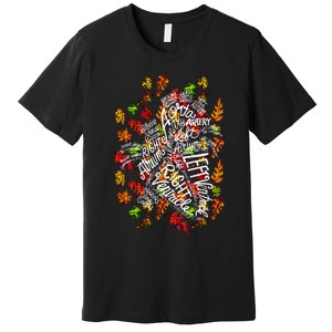 Anatomical Heart Fall Leaves Medical White Word Cloud Art Premium T-Shirt