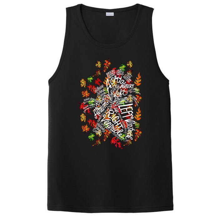 Anatomical Heart Fall Leaves Medical White Word Cloud Art PosiCharge Competitor Tank