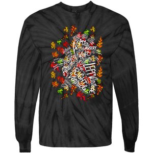 Anatomical Heart Fall Leaves Medical White Word Cloud Art Tie-Dye Long Sleeve Shirt