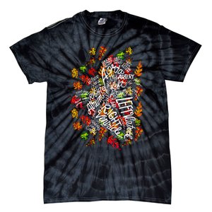 Anatomical Heart Fall Leaves Medical White Word Cloud Art Tie-Dye T-Shirt