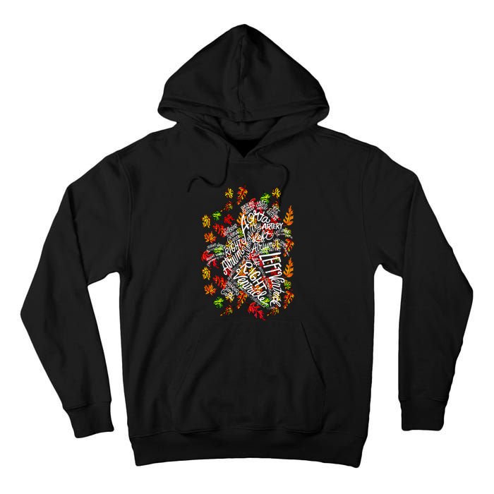 Anatomical Heart Fall Leaves Medical White Word Cloud Art Tall Hoodie