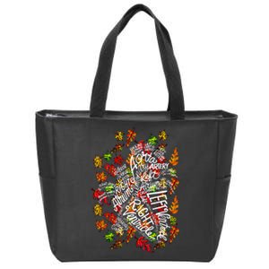 Anatomical Heart Fall Leaves Medical White Word Cloud Art Zip Tote Bag