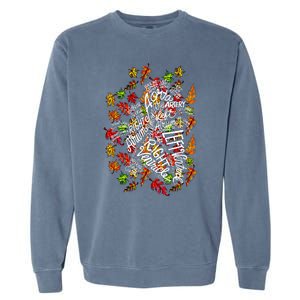 Anatomical Heart Fall Leaves Medical White Word Cloud Art Garment-Dyed Sweatshirt