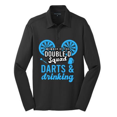 Adult humor for dart player in pub funny dart Silk Touch Performance Long Sleeve Polo