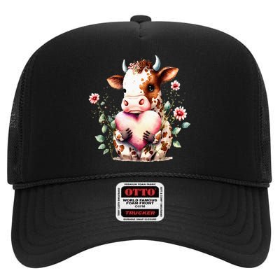 A Heart For Sweet Cow Funny animal High Crown Mesh Back Trucker Hat