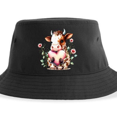 A Heart For Sweet Cow Funny animal Sustainable Bucket Hat