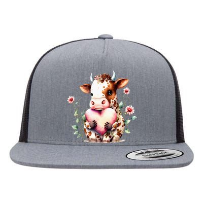 A Heart For Sweet Cow Funny animal Flat Bill Trucker Hat