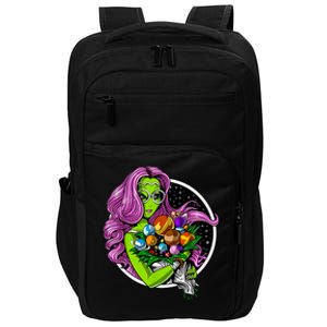 Alien Hippie Floral Peace Sign Flowers Impact Tech Backpack