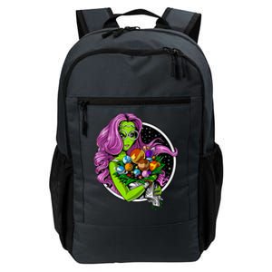 Alien Hippie Floral Peace Sign Flowers Daily Commute Backpack