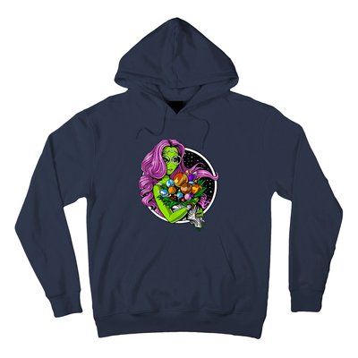 Alien Hippie Floral Peace Sign Flowers Hoodie