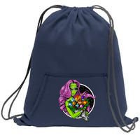 Alien Hippie Floral Peace Sign Flowers Sweatshirt Cinch Pack Bag