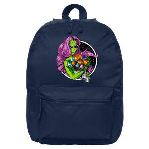 Alien Hippie Floral Peace Sign Flowers 16 in Basic Backpack