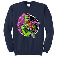 Alien Hippie Floral Peace Sign Flowers Tall Sweatshirt