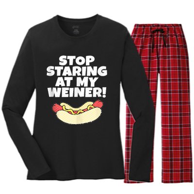 Adult Humor Funny Hot Dog Women's Long Sleeve Flannel Pajama Set 